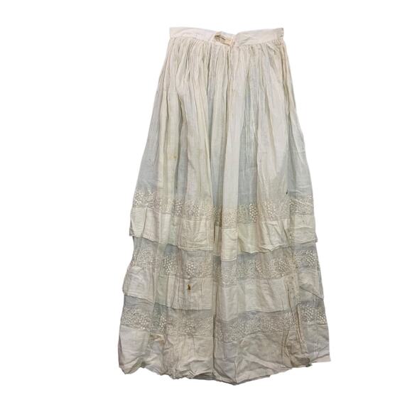 Antique Victorian  Womens Petticoat Flounce Embroidered Romantic Style - Picture 1 of 8